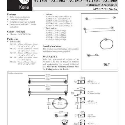 Kalia Rustik Double Robe Hook Solid Brass Construction - Plumbing Market