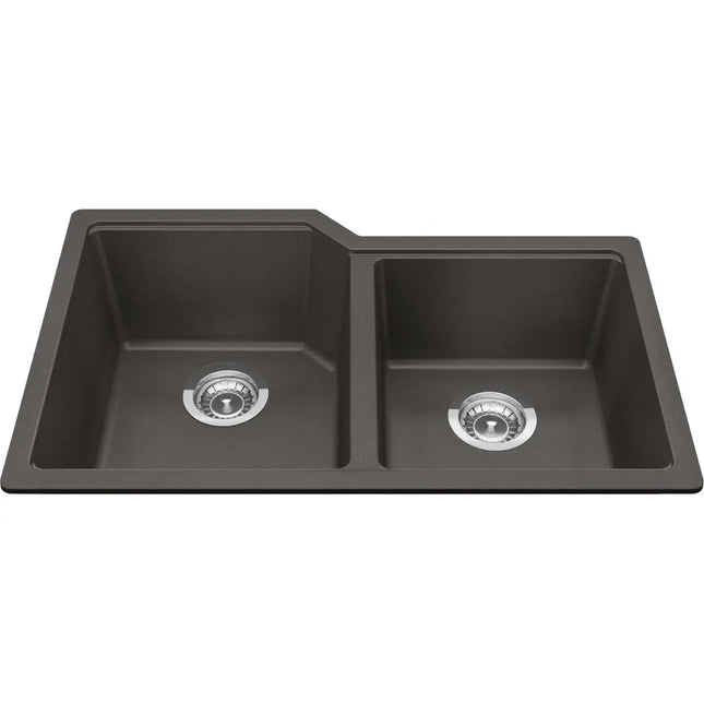 Kindred Urban Granite Undermount Double Bowl Kitchen Sink Grey - Plumbing Market