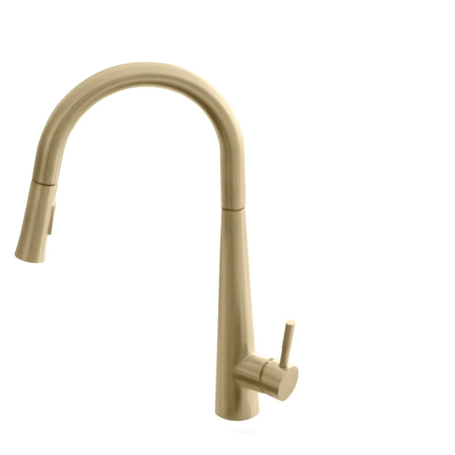 Kitchen Sink Faucet Single Handle Pull Down Dual Mode Stainless Steel Brushed Gold Finish by Stylish® K-135G - Plumbing Market