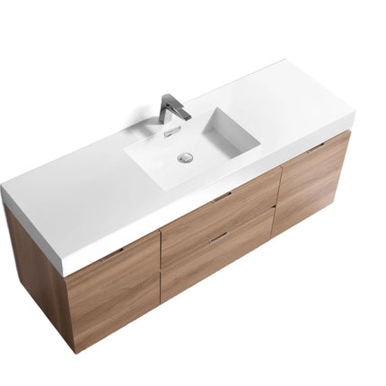 Kube Bath Bliss 60 Inch Honey Oak Wall Hung Bathroom Vanity - Plumbing Market