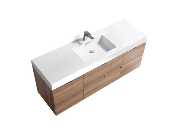 Kube Bath Bliss 60 Inch Honey Oak Wall Hung Bathroom Vanity - Plumbing Market