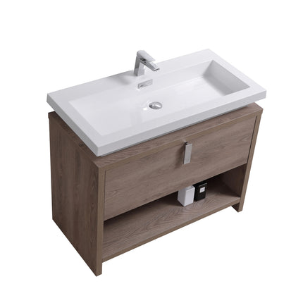 Kube Bath Levi 40″ Butternut Modern Bathroom Vanity W/ Cubby Hole Kube Bath