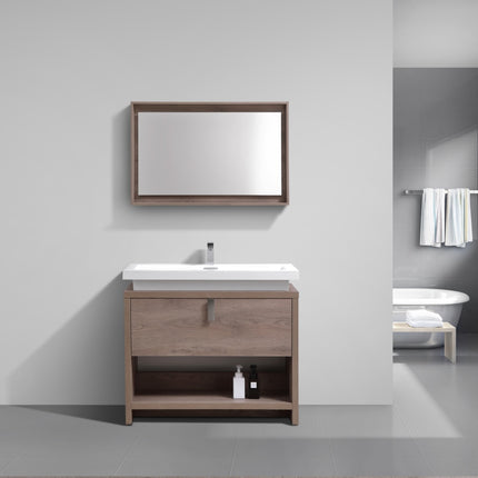 Kube Bath Levi 40″ Butternut Modern Bathroom Vanity W/ Cubby Hole Kube Bath