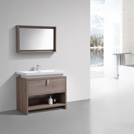 Kube Bath Levi 40″ Butternut Modern Bathroom Vanity W/ Cubby Hole Kube Bath