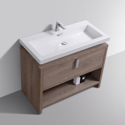 Kube Bath Levi 40″ Butternut Modern Bathroom Vanity W/ Cubby Hole Kube Bath