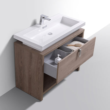 Kube Bath Levi 40″ Butternut Modern Bathroom Vanity W/ Cubby Hole Kube Bath