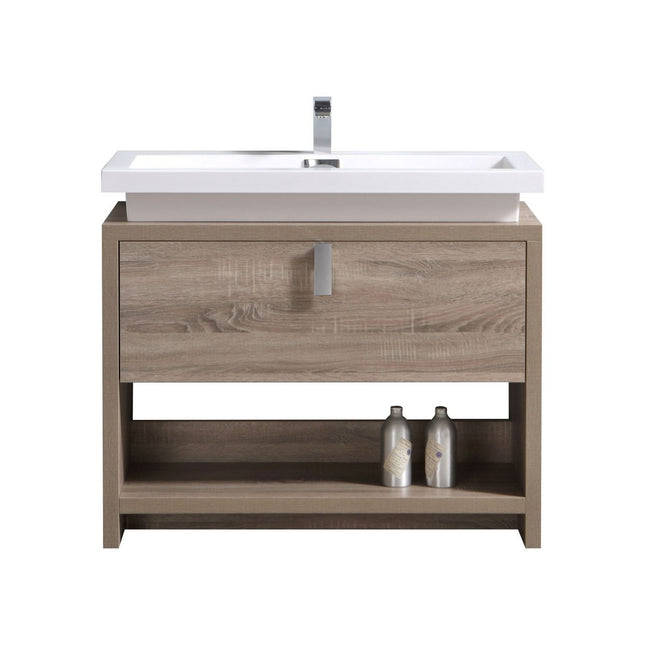 Kube Bath Levi 40″ Havana Oak Modern Bathroom Vanity W/ Cubby Hole Kube Bath