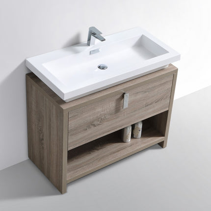 Kube Bath Levi 40″ Havana Oak Modern Bathroom Vanity W/ Cubby Hole Kube Bath