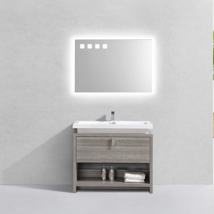 Kube Bath Levi 40″ Ash Gray Modern Bathroom Vanity W/ Cubby Hole Kube Bath