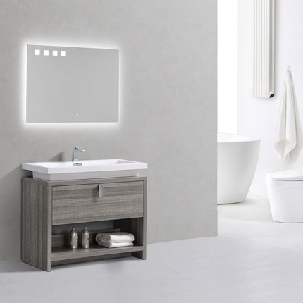 Kube Bath Levi 40″ Ash Gray Modern Bathroom Vanity W/ Cubby Hole Kube Bath