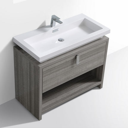 Kube Bath Levi 40″ Ash Gray Modern Bathroom Vanity W/ Cubby Hole Kube Bath