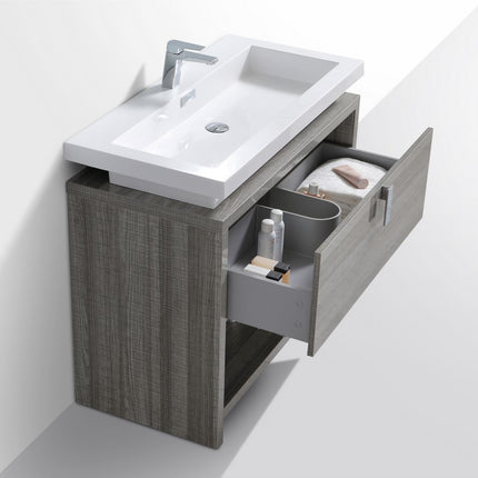 Kube Bath Levi 40″ Ash Gray Modern Bathroom Vanity W/ Cubby Hole Kube Bath