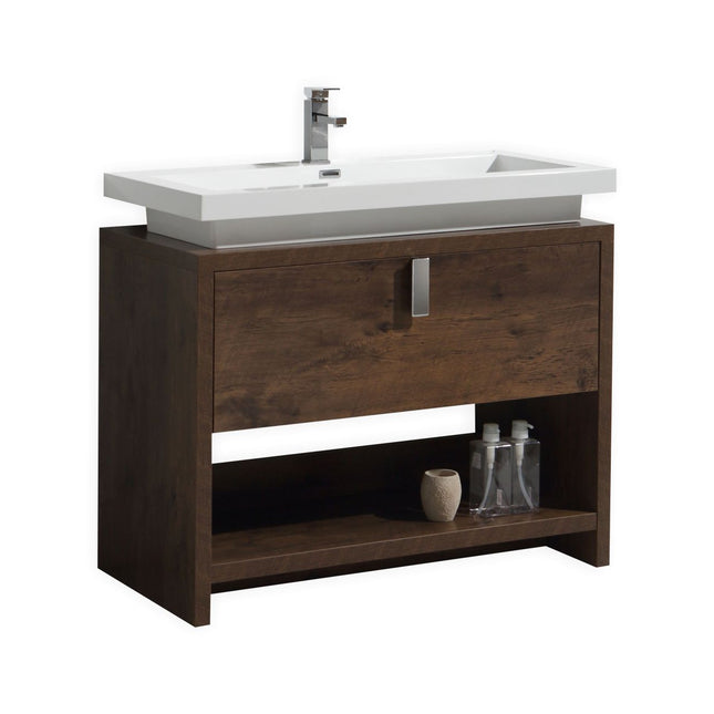 Kube Bath Levi 40″ Rose Wood Modern Bathroom Vanity W/ Cubby Hole Kube Bath