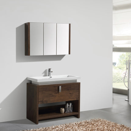 Kube Bath Levi 40″ Rose Wood Modern Bathroom Vanity W/ Cubby Hole Kube Bath