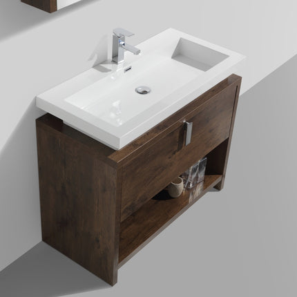 Kube Bath Levi 40″ Rose Wood Modern Bathroom Vanity W/ Cubby Hole Kube Bath