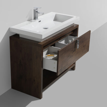 Kube Bath Levi 40″ Rose Wood Modern Bathroom Vanity W/ Cubby Hole Kube Bath