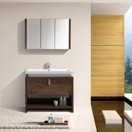 Kube Bath Levi 40″ Rose Wood Modern Bathroom Vanity W/ Cubby Hole Kube Bath