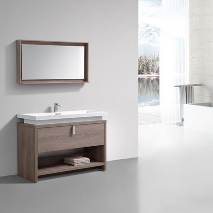 Kube Bath Levi 48″ Butternut Modern Bathroom Vanity W/ Cubby Hole Kube Bath