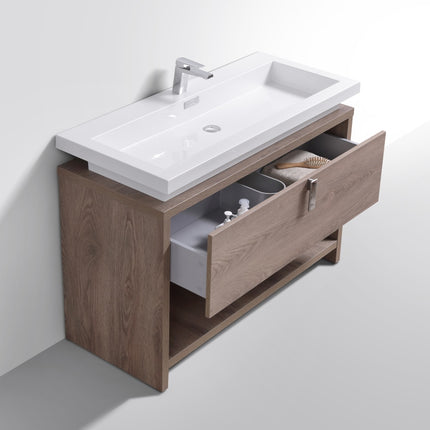 Kube Bath Levi 48″ Butternut Modern Bathroom Vanity W/ Cubby Hole Kube Bath