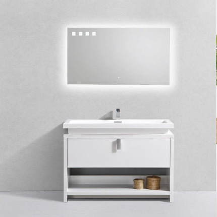 Kube Bath Levi 48″ High Gloss White Modern Bathroom Vanity W/ Cubby Hole Kube Bath