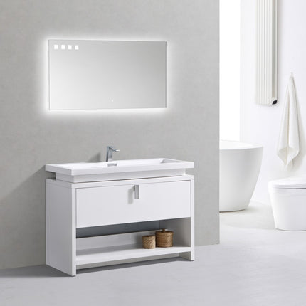 Kube Bath Levi 48″ High Gloss White Modern Bathroom Vanity W/ Cubby Hole Kube Bath