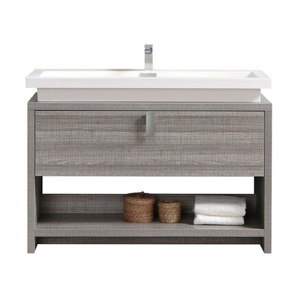 Kube Bath Levi 48″ Ash Gray Modern Bathroom Vanity W/ Cubby Hole Kube Bath