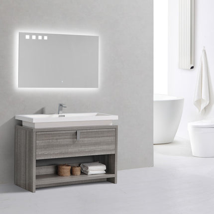 Kube Bath Levi 48″ Ash Gray Modern Bathroom Vanity W/ Cubby Hole Kube Bath