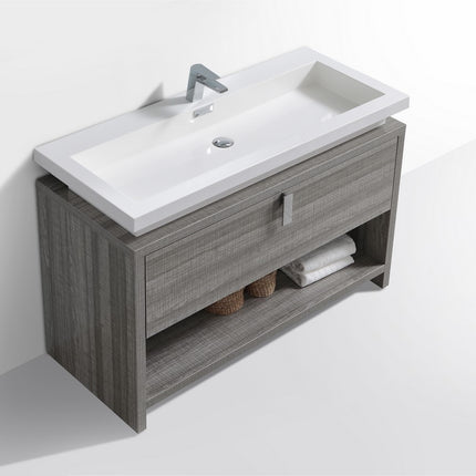 Kube Bath Levi 48″ Ash Gray Modern Bathroom Vanity W/ Cubby Hole Kube Bath