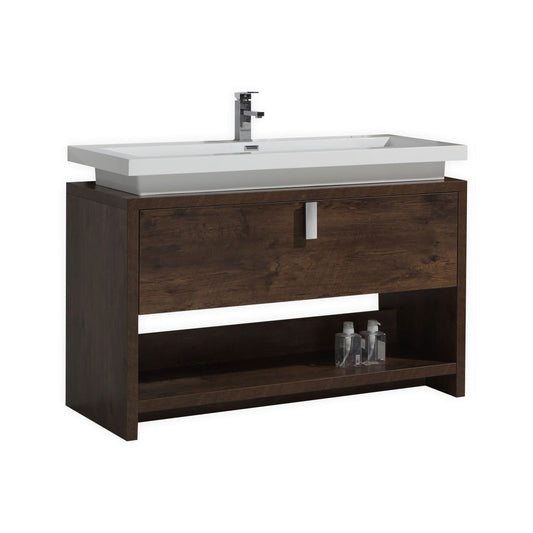 Kube Bath Levi 48″ Rose Wood Modern Bathroom Vanity W/ Cubby Hole