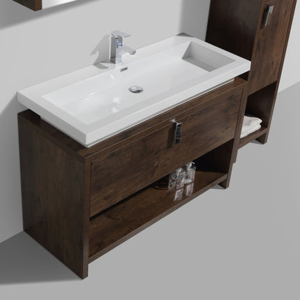 Kube Bath Levi 48″ Rose Wood Modern Bathroom Vanity W/ Cubby Hole Kube Bath