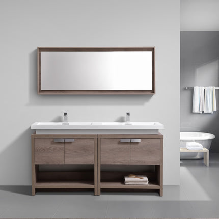 Kube Bath Levi 63″ Butternut Double Sink Modern Bathroom Vanity W/ Cubby Hole Kube Bath