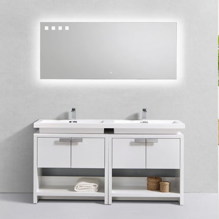 Kube Bath Levi 63″ High Gloss White Modern Bathroom Vanity W/ Cubby Hole Kube Bath