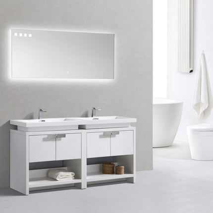 Kube Bath Levi 63″ High Gloss White Modern Bathroom Vanity W/ Cubby Hole Kube Bath