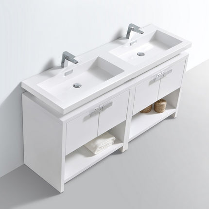 Kube Bath Levi 63″ High Gloss White Modern Bathroom Vanity W/ Cubby Hole Kube Bath