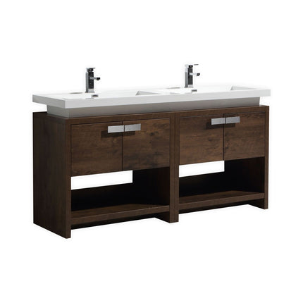 Kube Bath Levi 63″ Rose Wood Modern Bathroom Vanity W/ Cubby Hole Kube Bath