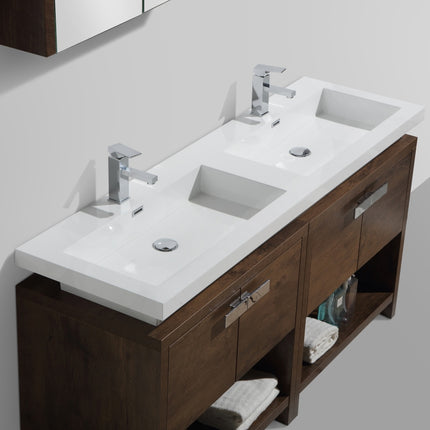 Kube Bath Levi 63″ Rose Wood Modern Bathroom Vanity W/ Cubby Hole Kube Bath