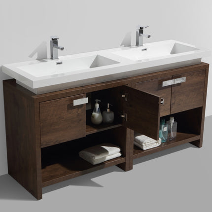 Kube Bath Levi 63″ Rose Wood Modern Bathroom Vanity W/ Cubby Hole Kube Bath