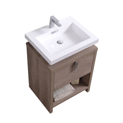 KubeBath Levi 24″ Butternut Modern Bathroom Vanity W/ Cubby Hole Kube Bath