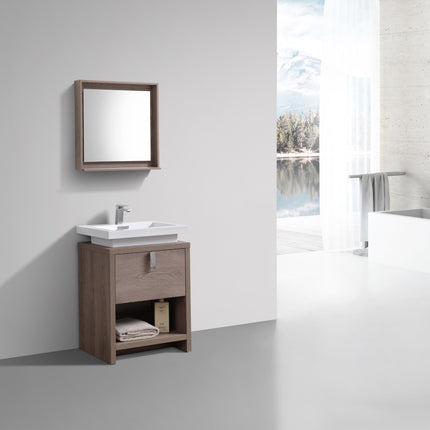 KubeBath Levi 24″ Butternut Modern Bathroom Vanity W/ Cubby Hole Kube Bath