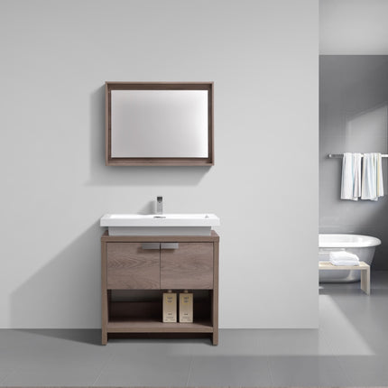 KubeBath Levi 32″ Butternut Modern Bathroom Vanity W/ Cubby Hole Kube Bath