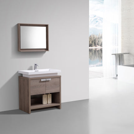 KubeBath Levi 32″ Butternut Modern Bathroom Vanity W/ Cubby Hole Kube Bath