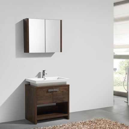 KubeBath Levi 32″ Rose Wood Modern Bathroom Vanity W/ Cubby Hole Kube Bath