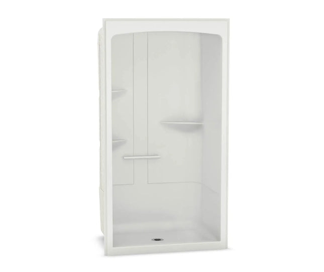 MAAX ALLIA SHR-4834 Acrylic Alcove Center Drain One-Piece Shower in White With Right Seat - Plumbing Market