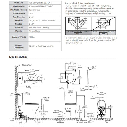 Toto Aquia IV One Piece Toilet 1.28 Gpf & 0.9 Gpf, Elongated Bowl Washlet+ Connection New Toto