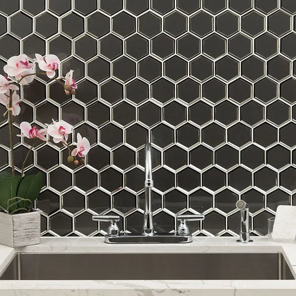 MSI Surfaces Tile Metallic Gray Beveled 3" Hexagon - Plumbing Market