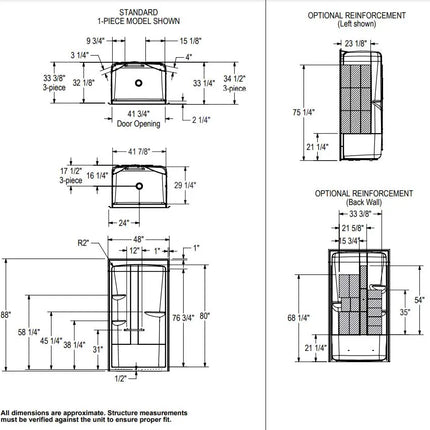 Maax Allia SHR-4834 Acrylic Alcove Center Drain One-Piece Shower - Plumbing Market