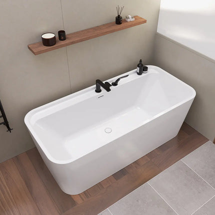 Maax Oberto 6731 Acrylic Freestanding Center Drain Bathtub in White with White Skirt - Plumbing Market