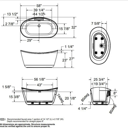 Maax Sonoma 5832 Acrylic Skirted Freestanding Center Drain Bathtub - Plumbing Market