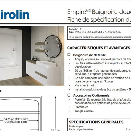 Mirolin Empire Multi Piece Tub Shower Right - Plumbing Market