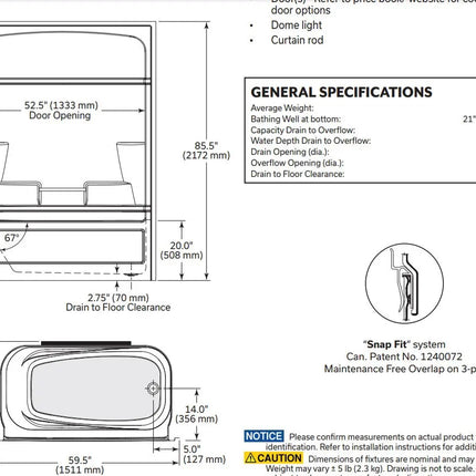 Mirolin Empire Multi Piece Tub Shower Right - Plumbing Market